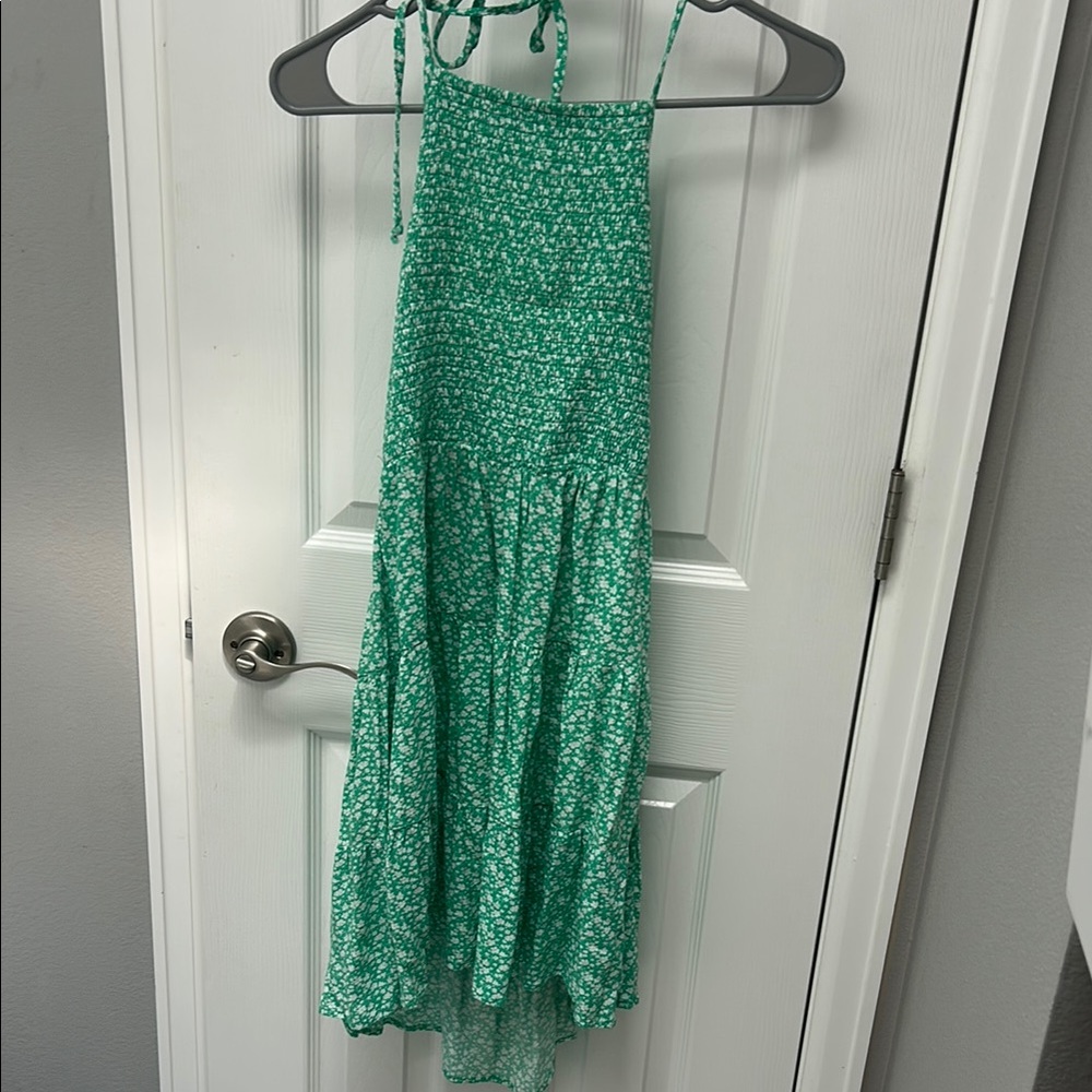Haltered Green Floral Sundress